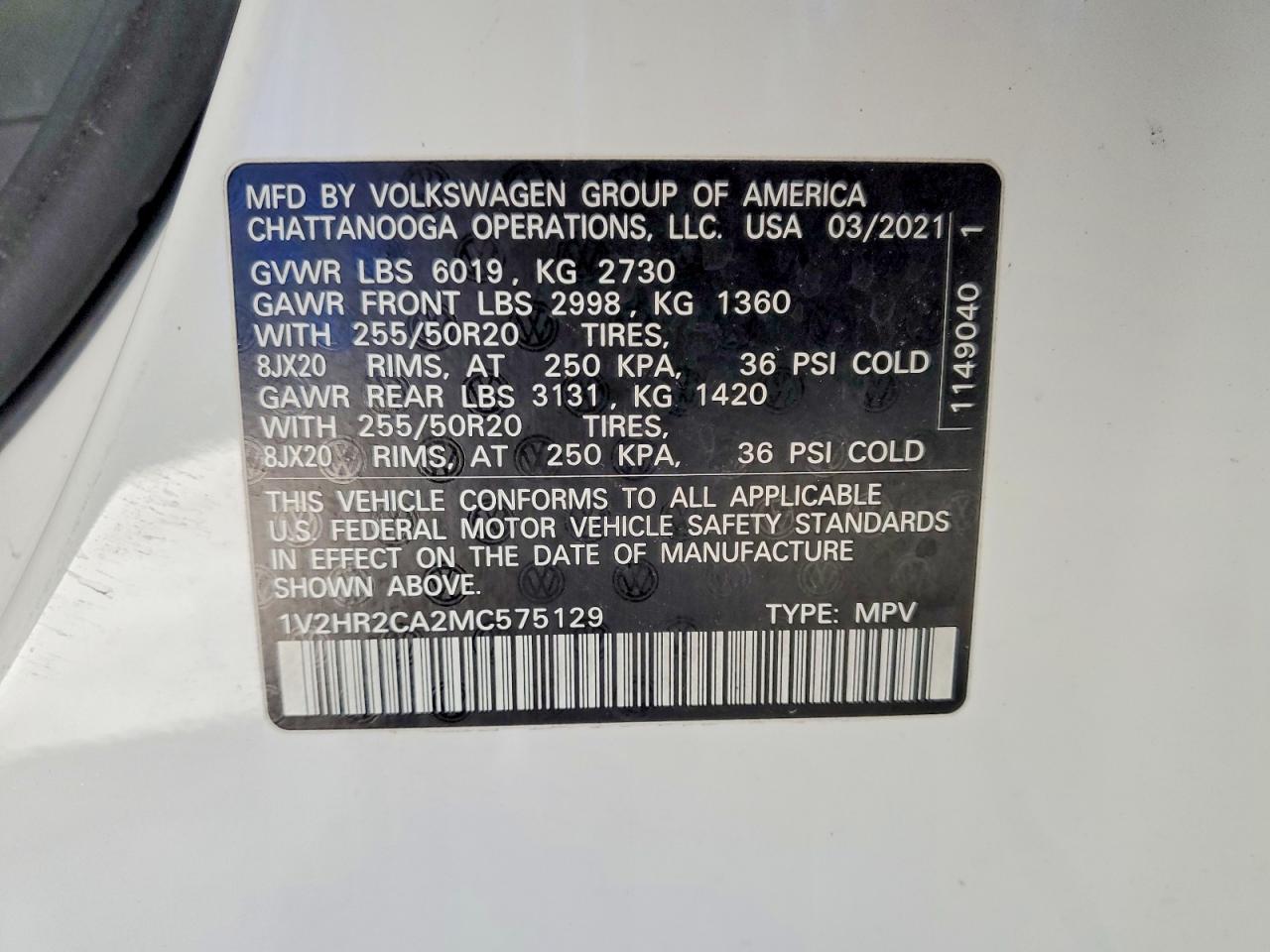 2021 VOLKSWAGEN ATLAS