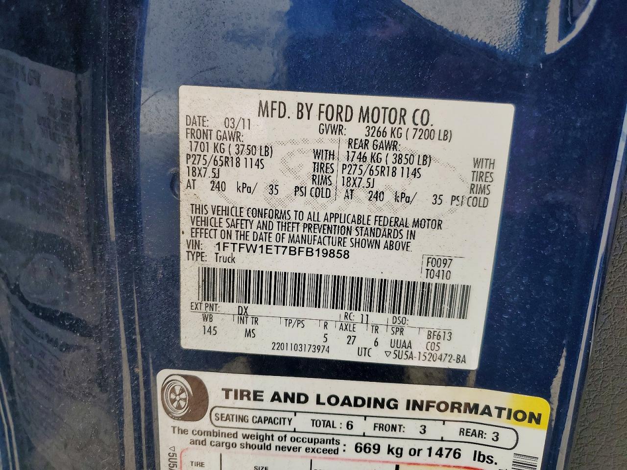 2011 FORD F150