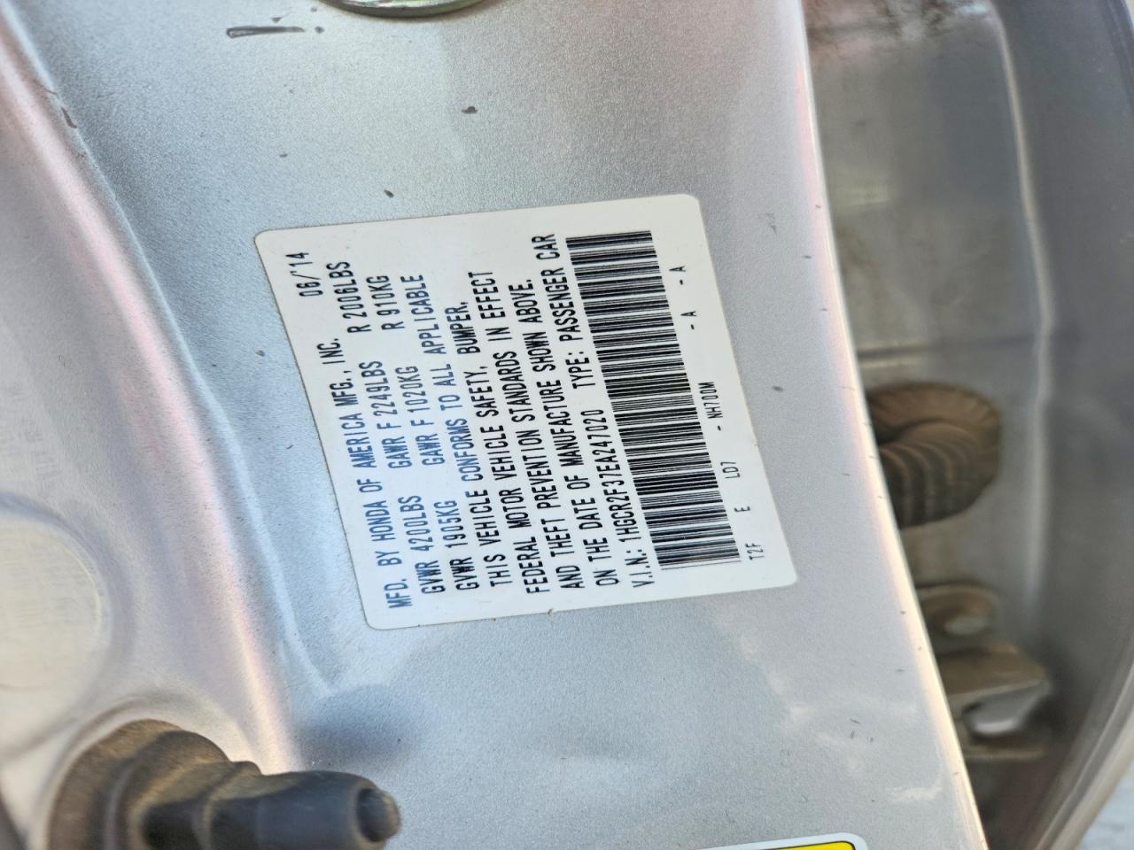 2014 HONDA ACCORD