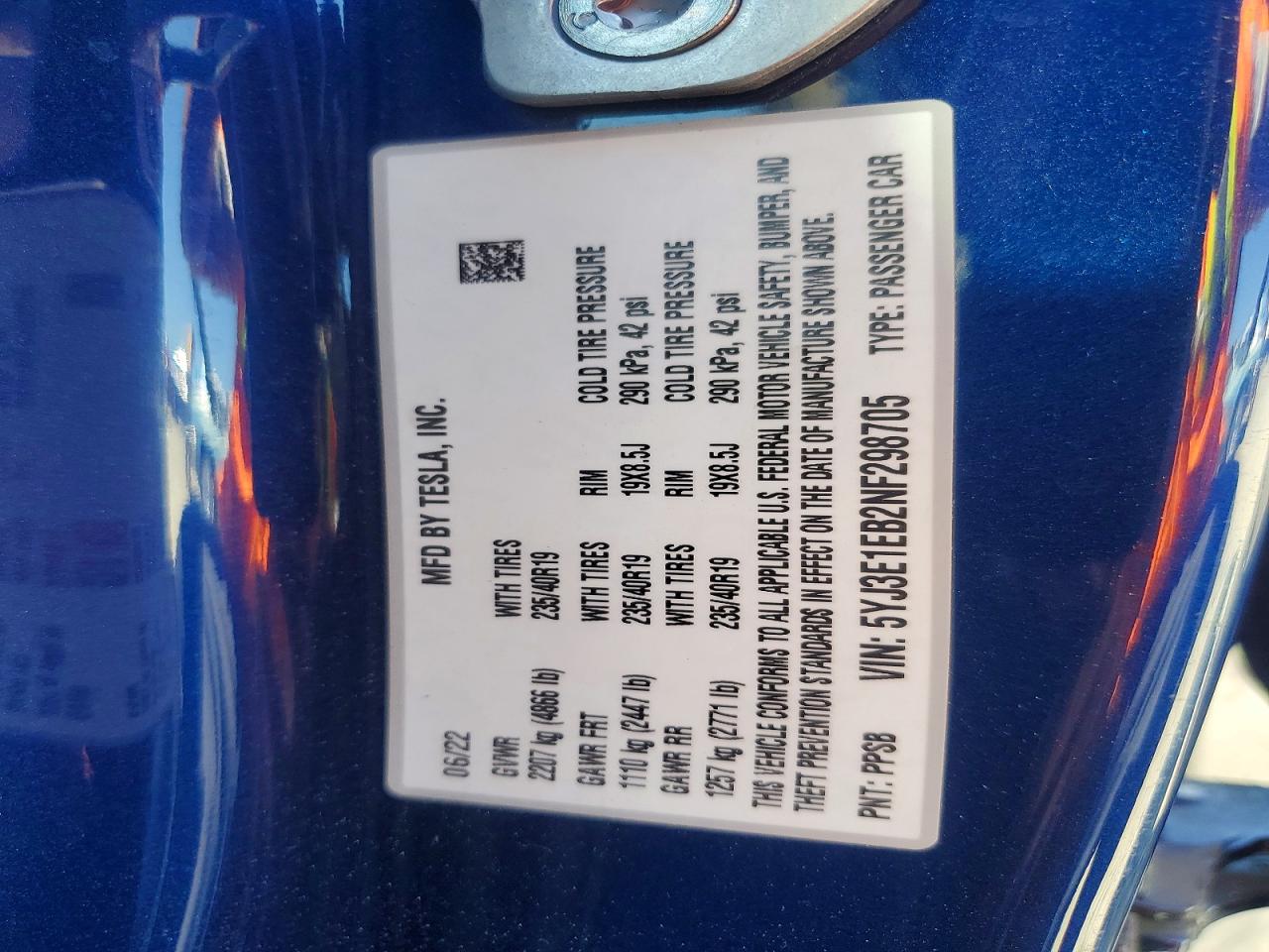 2022 TESLA MODEL 3