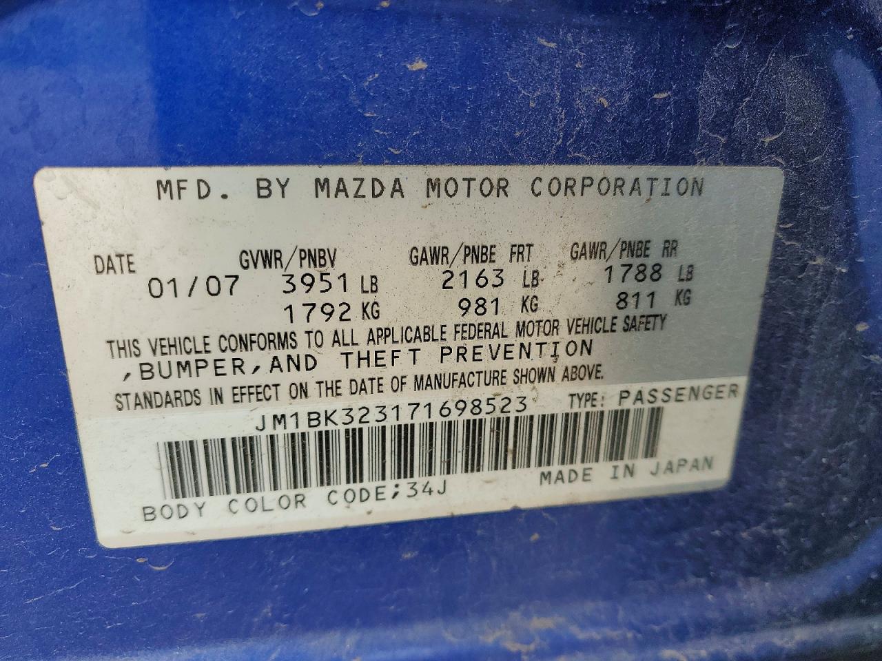 2007 MAZDA MAZDA3