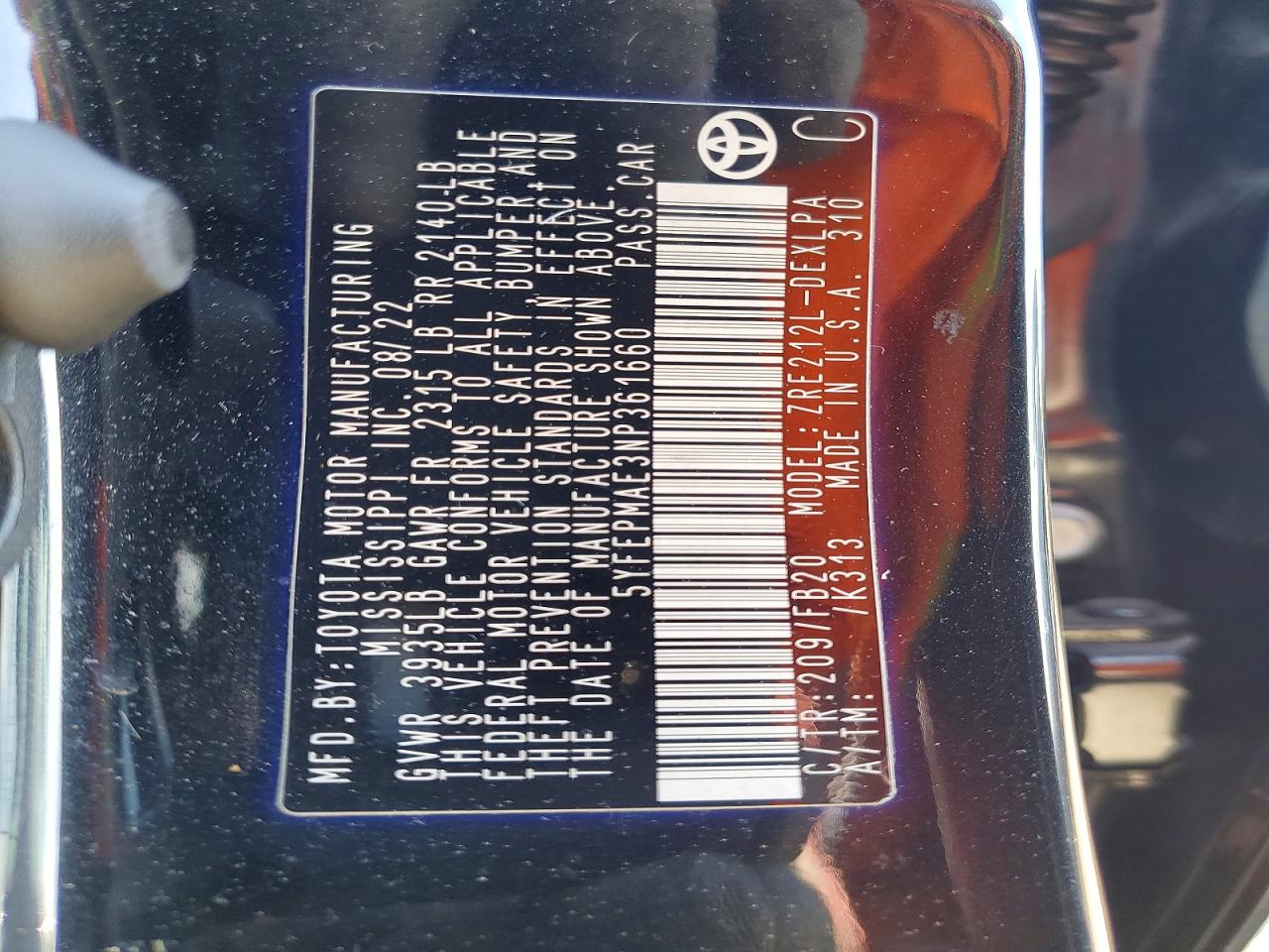 2022 TOYOTA COROLLA