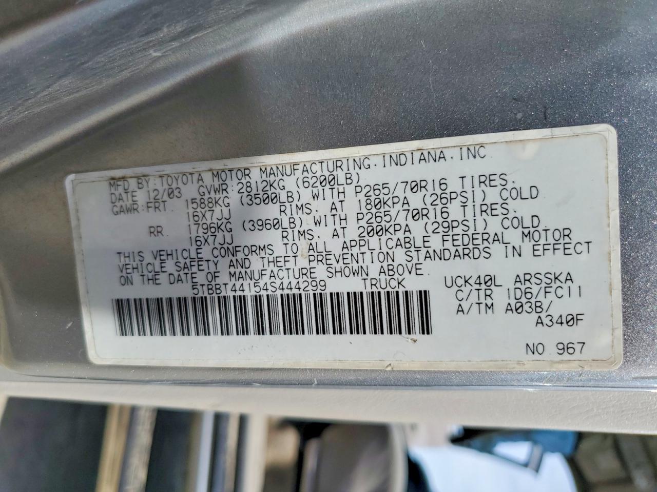 2004 TOYOTA TUNDRA