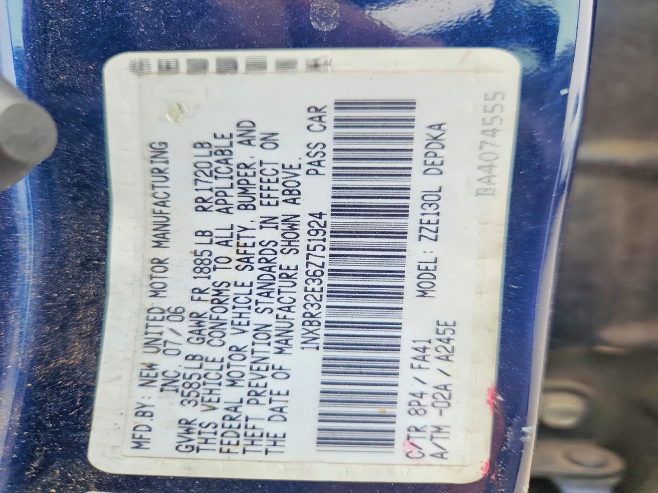 2006 TOYOTA COROLLA