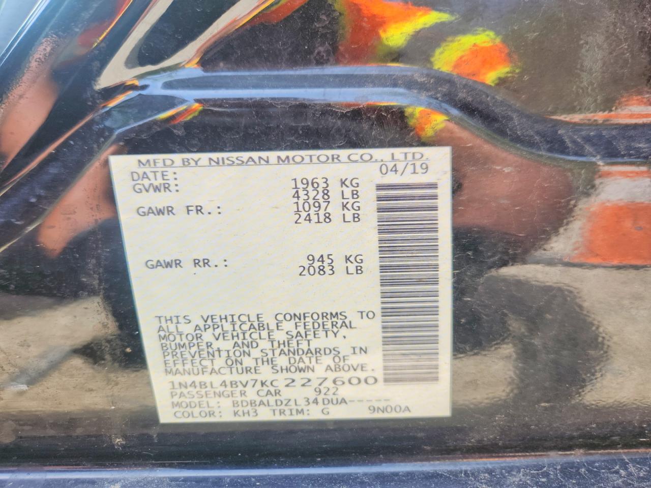 2019 NISS ALTIMA