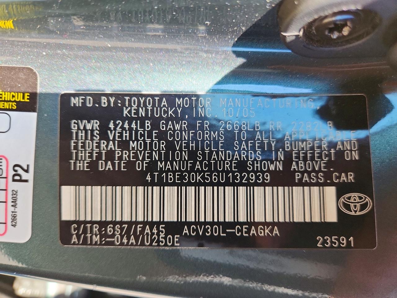2006 TOYOTA CAMRY