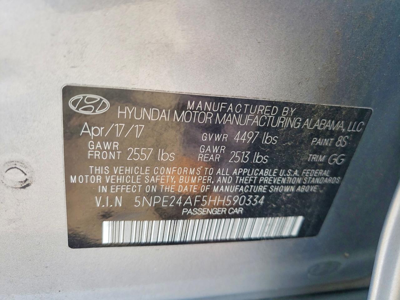 2017 HYUNDAI SONATA