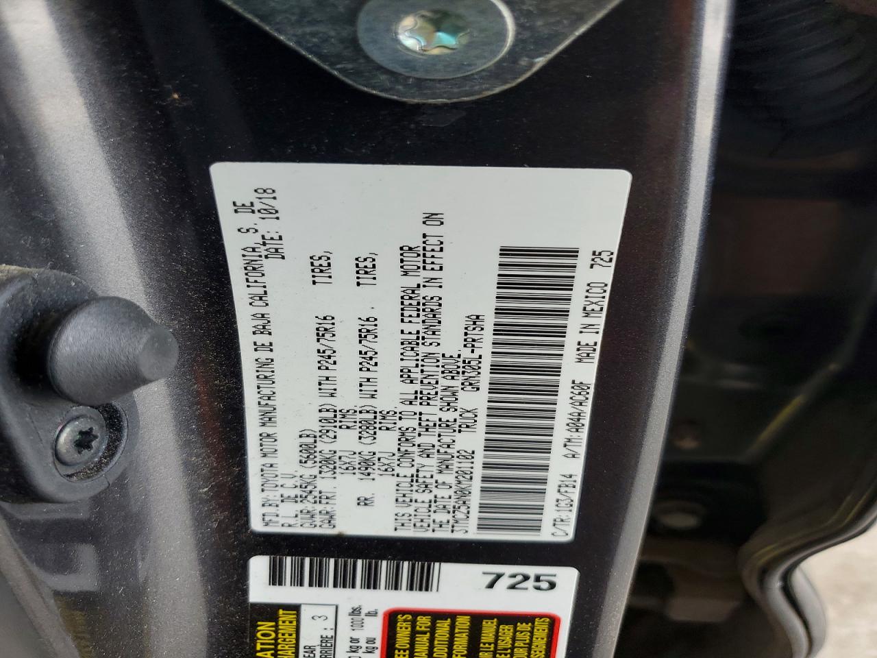 2019 TOYOTA TACOMA SR