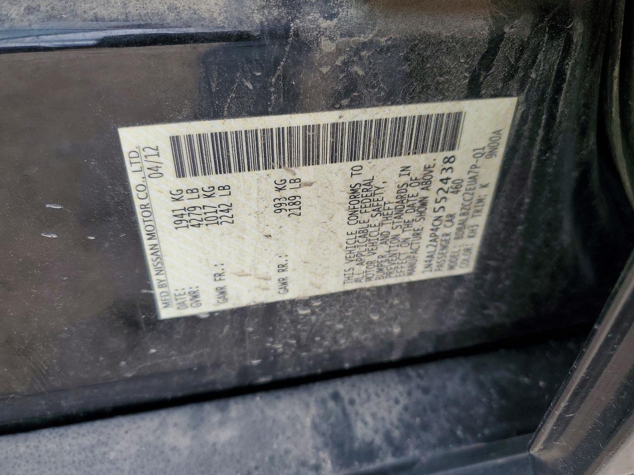 2012 NISSAN ALTIMA