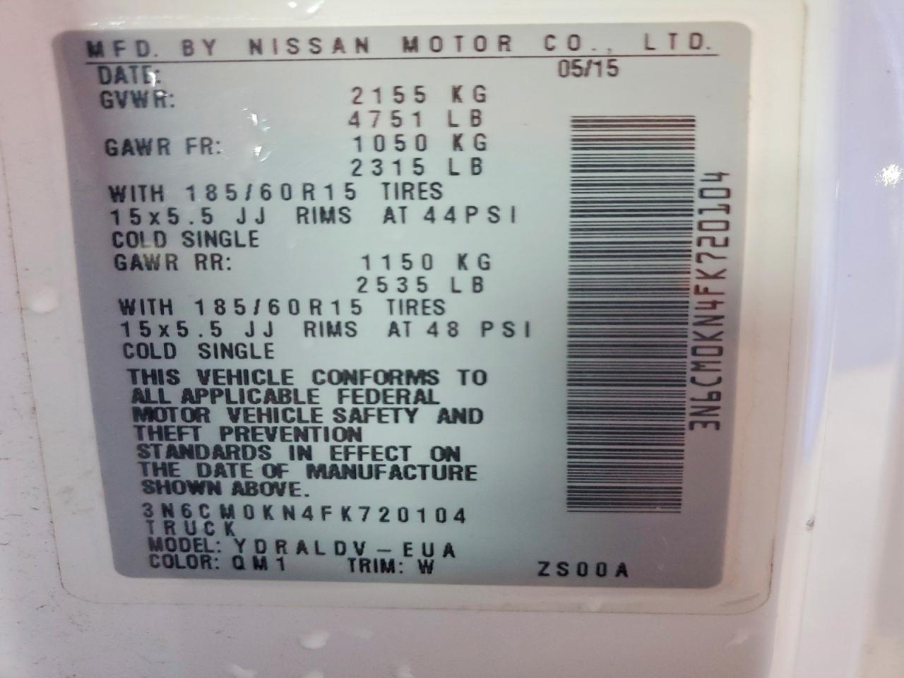 2015 NISSAN NV