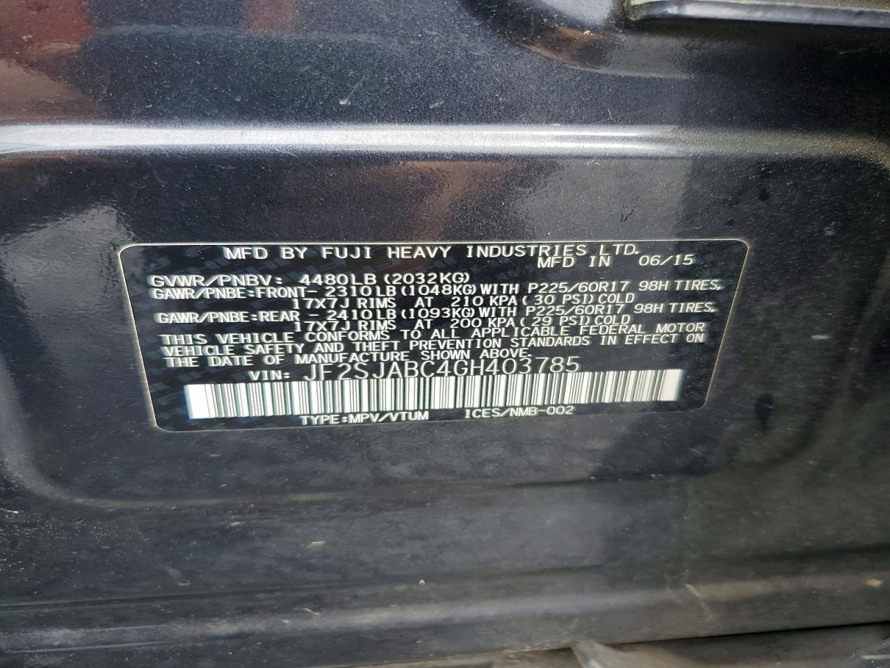 2016 SUBARU FORESTER