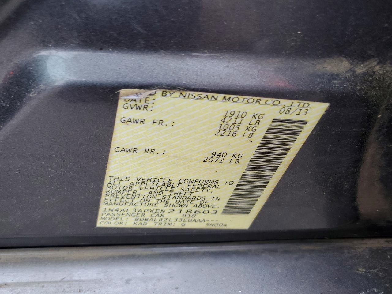 2014 NISSAN ALTIMA