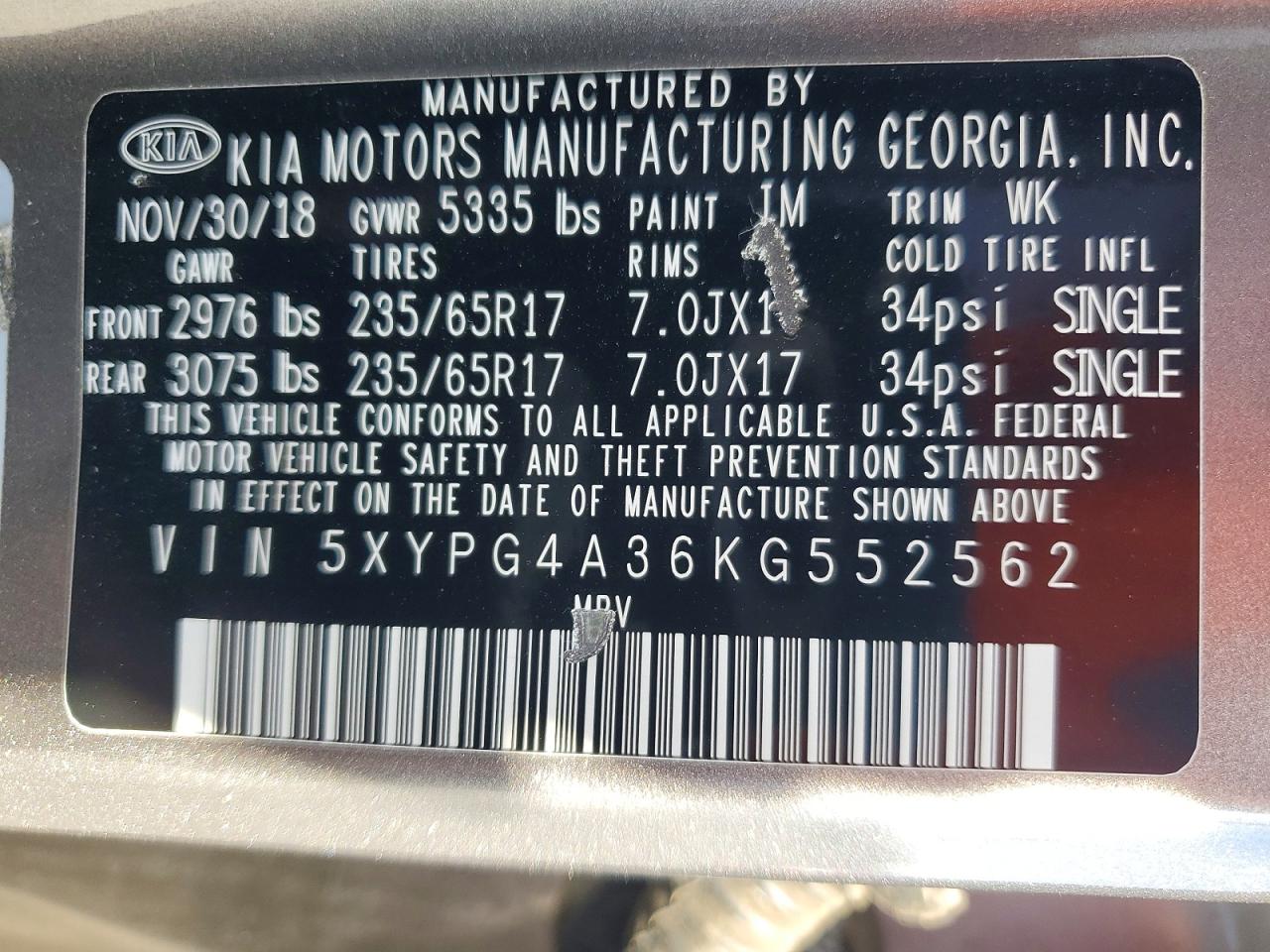 2019 KIA SORENTO