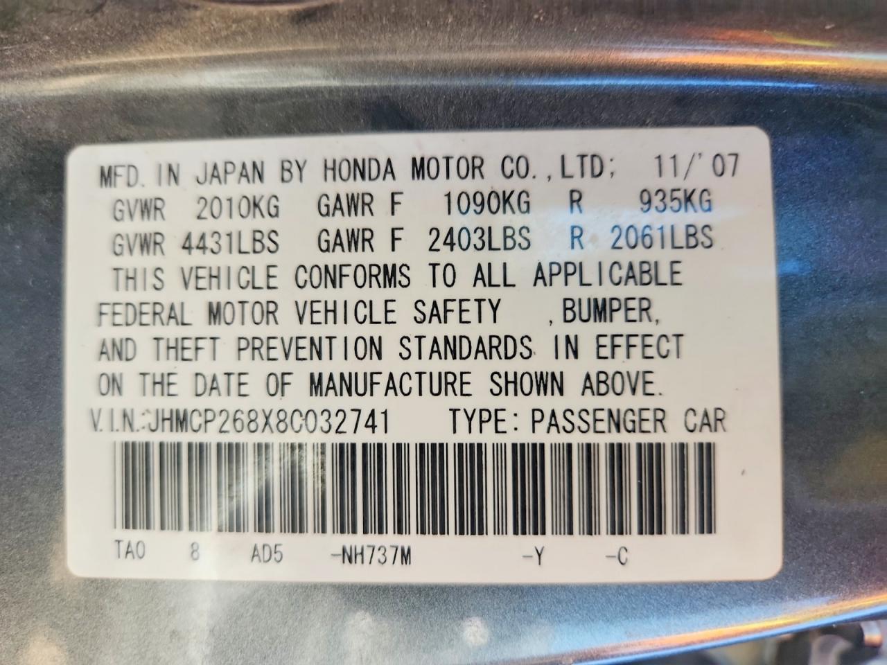 2008 HONDA ACCORD