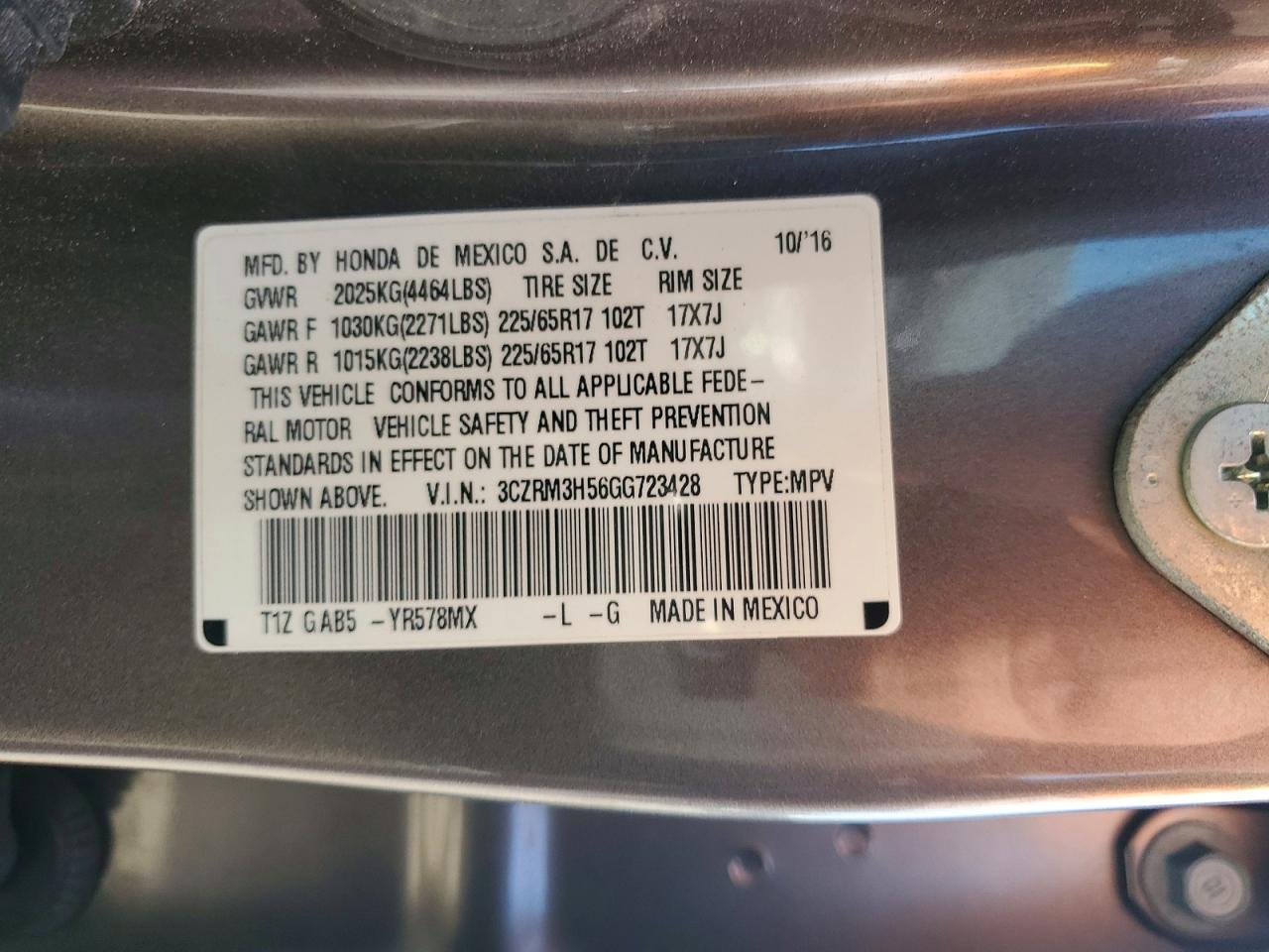 2016 HONDA CRV
