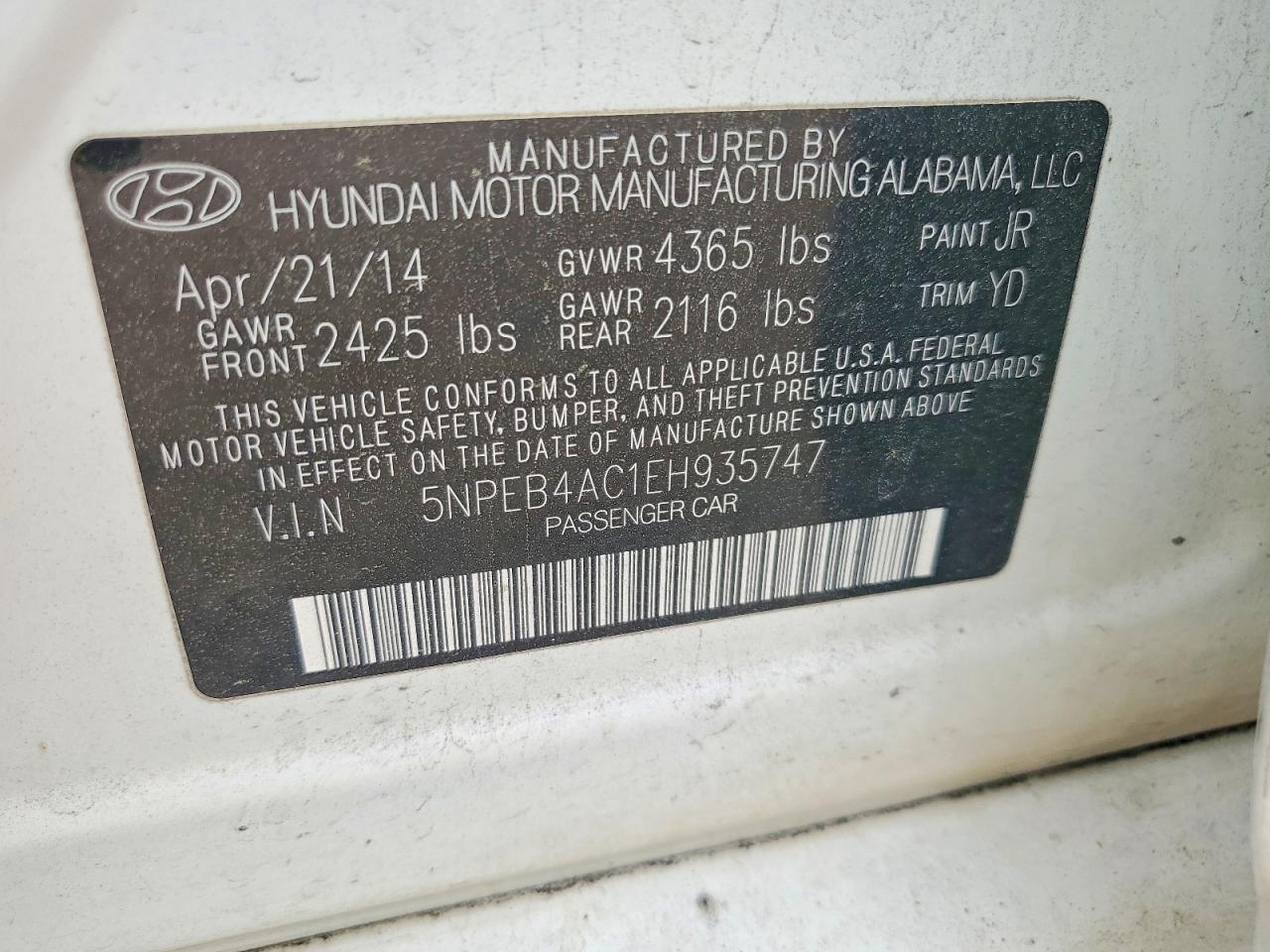 2014 HYUNDAI SONATA