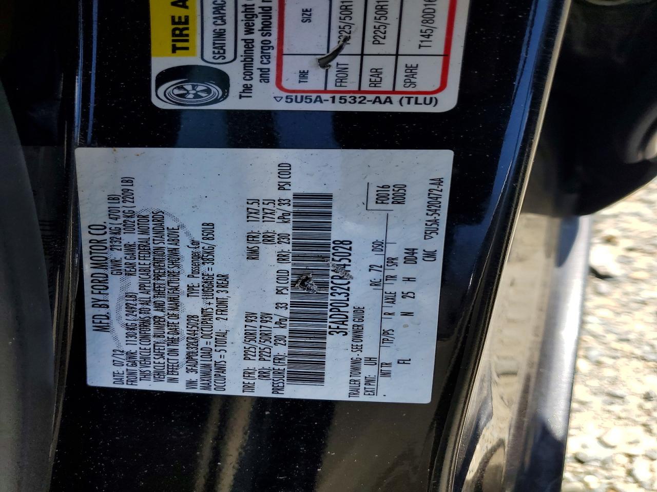 2012 FORD FUSION