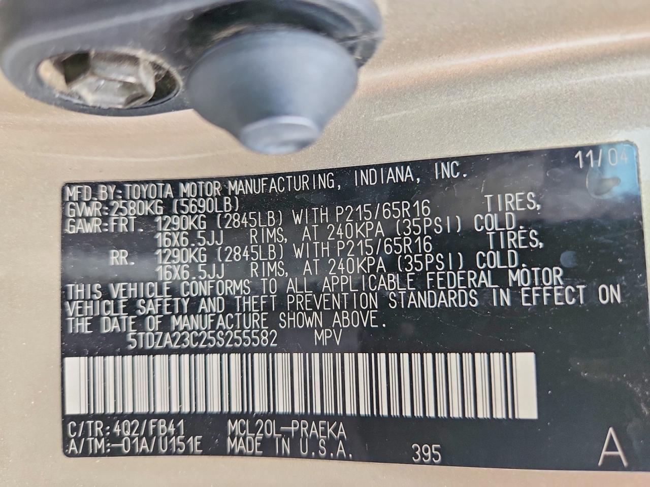2005 TOYOTA SIENNA