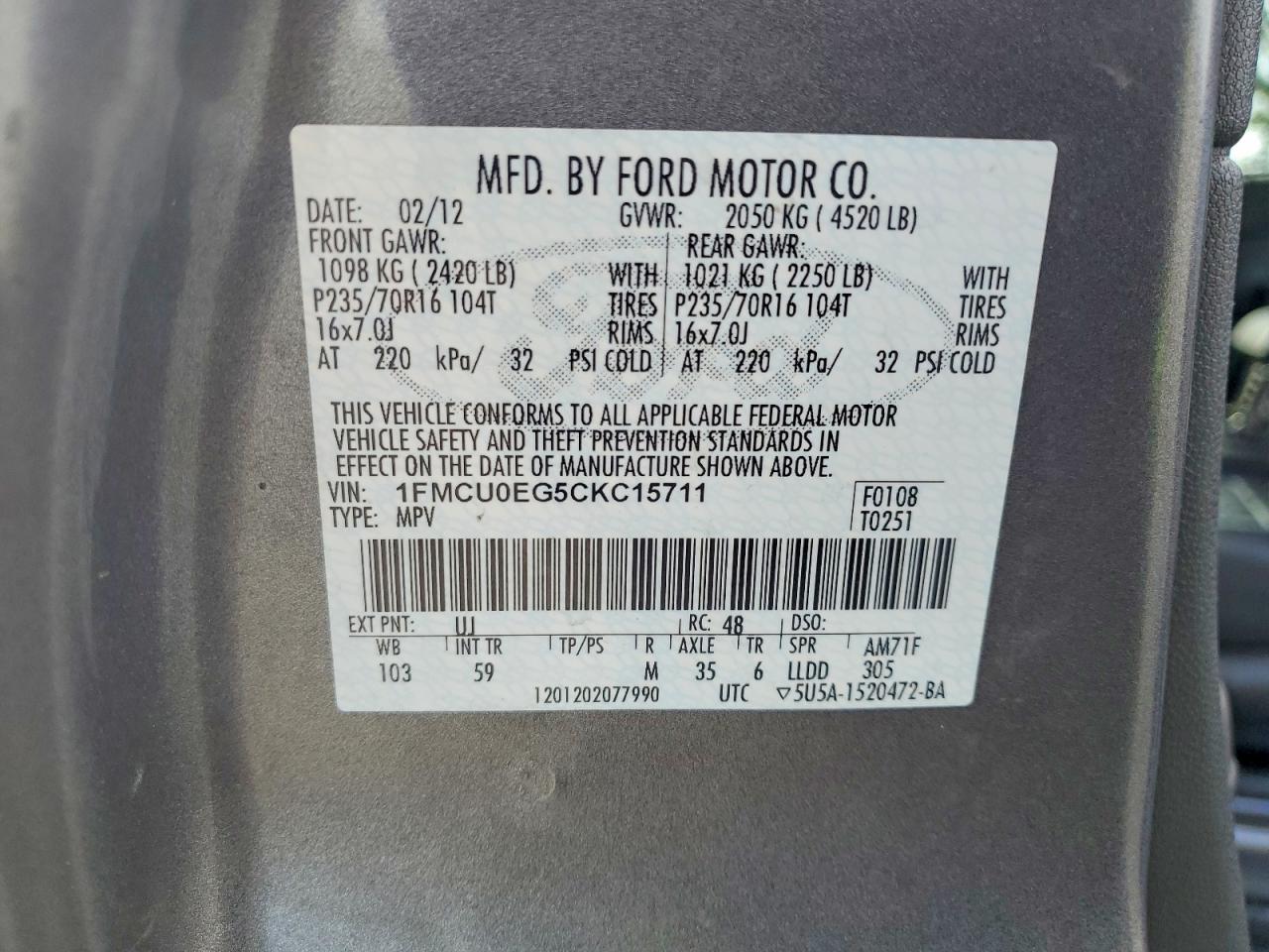 2012 FORD ESCAPE