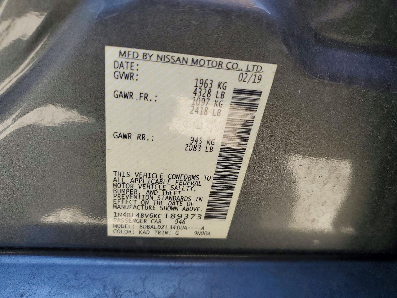 2019 NISSAN ALTIMA