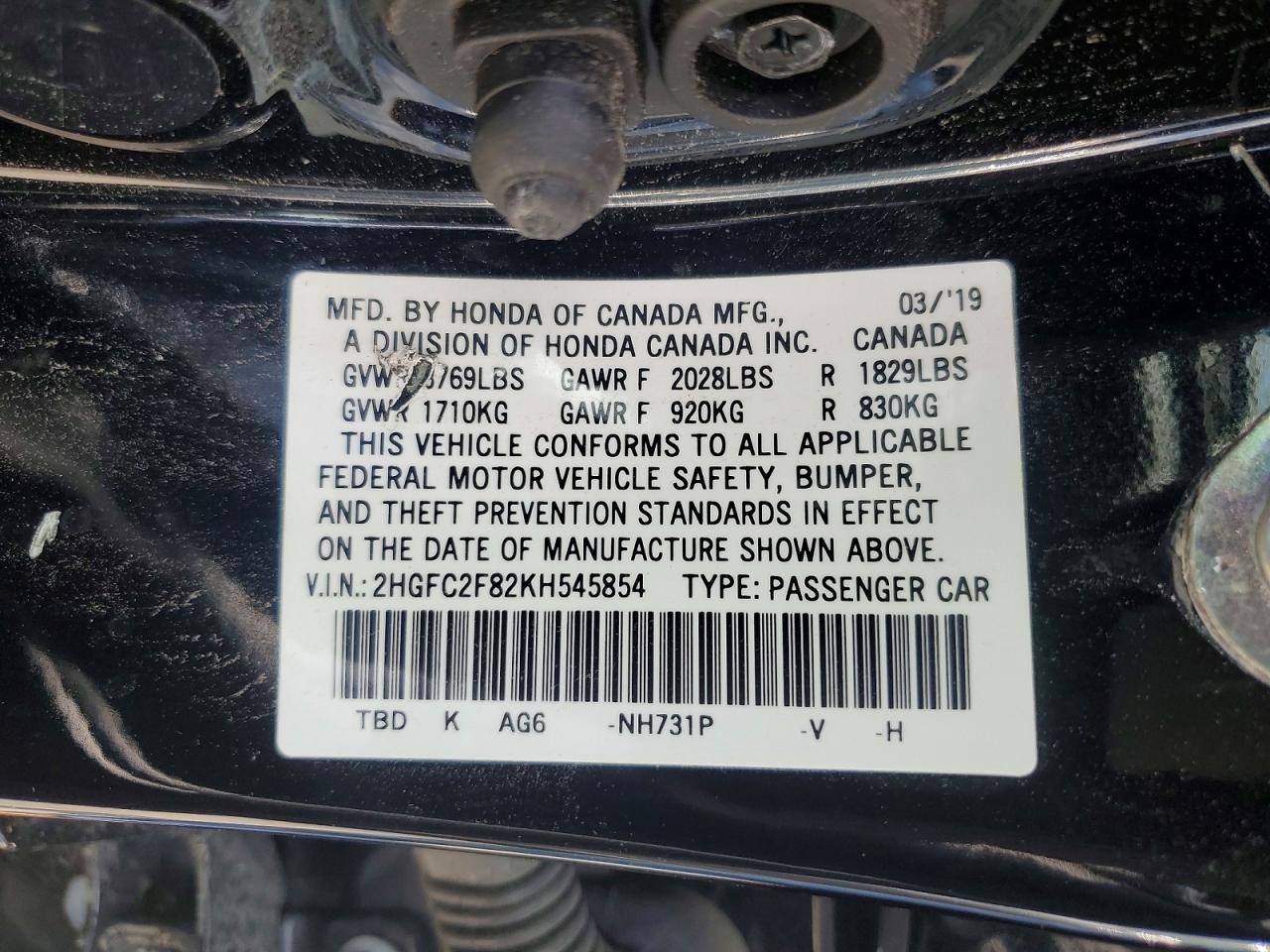 2019 HONDA CIVIC