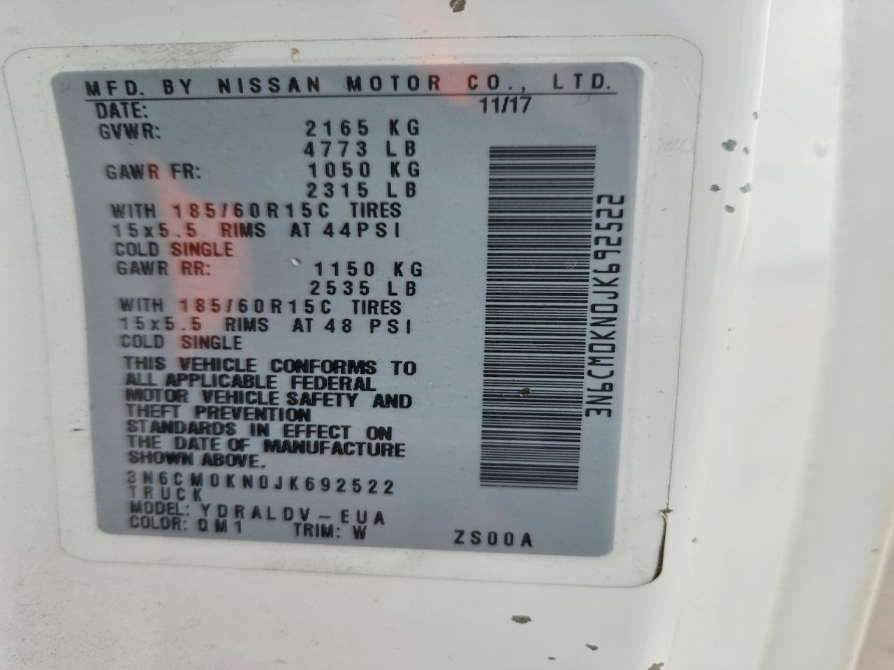 2018 NISSAN NV200 S