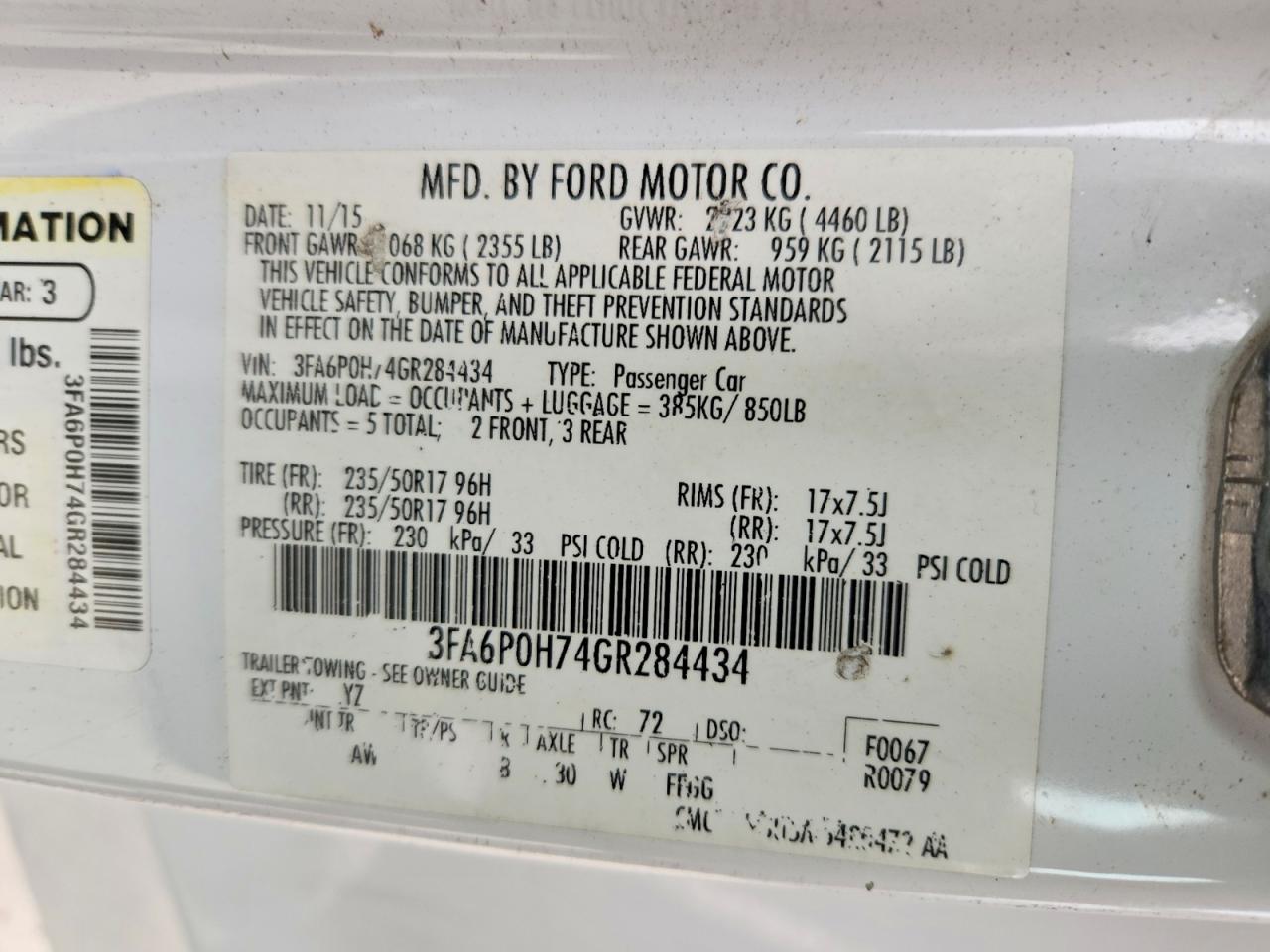 2016 FORD FUSION