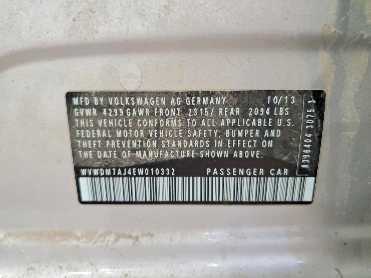 2014 VOLKSWAGEN GOLF