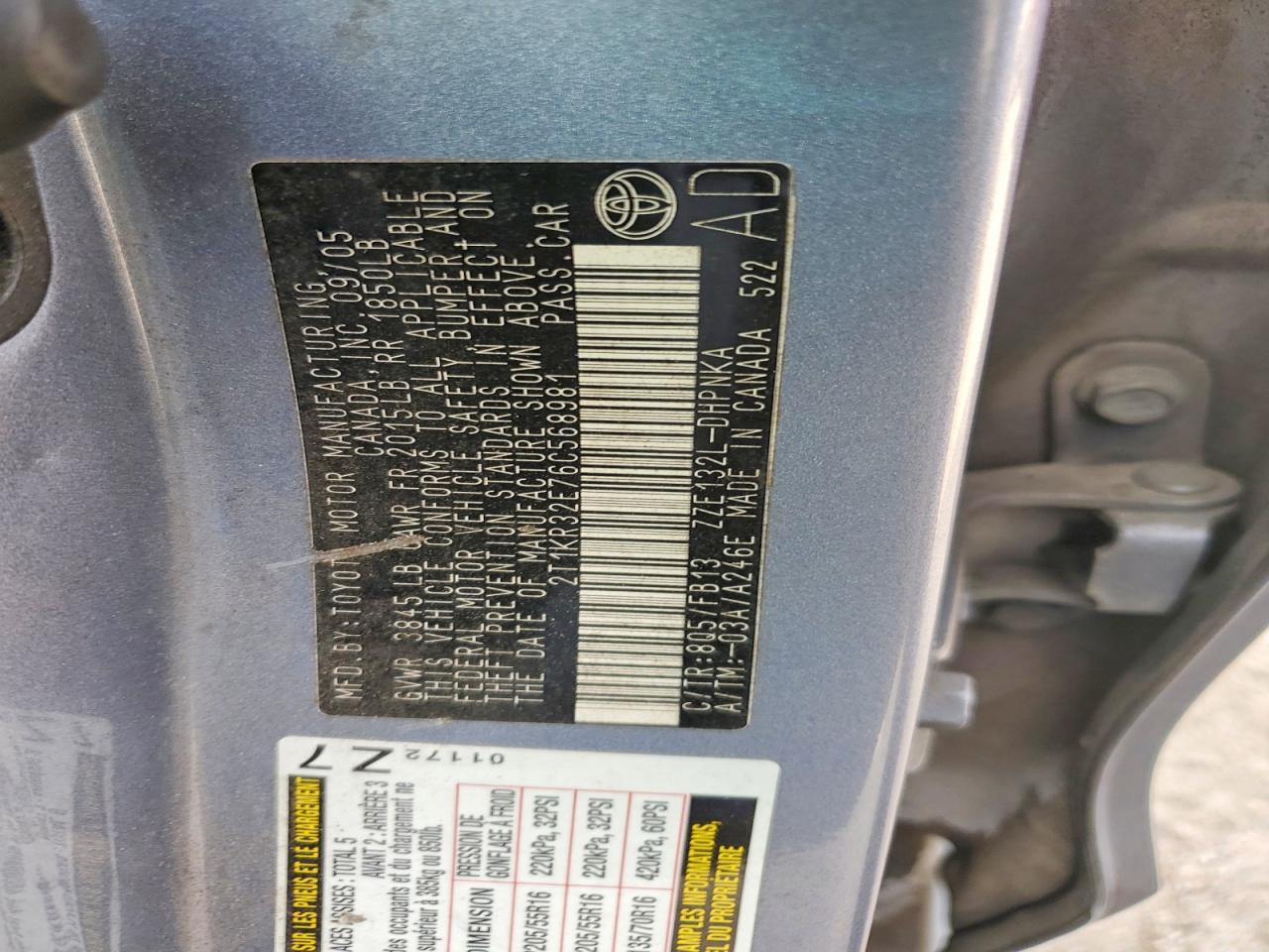 2006 TOYOTA COROLLA