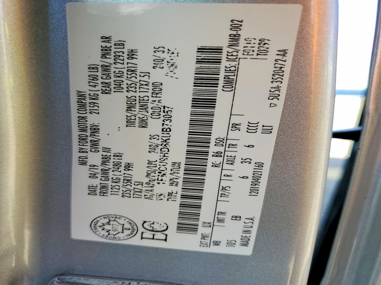 2019 FORD ESCAPE