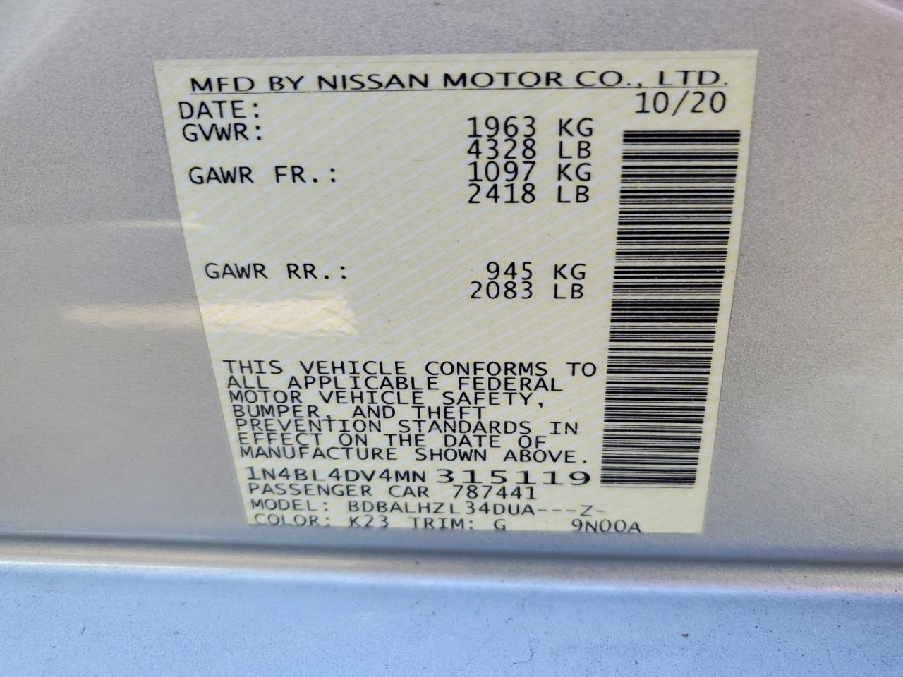 2021 NISSAN ALTIMA