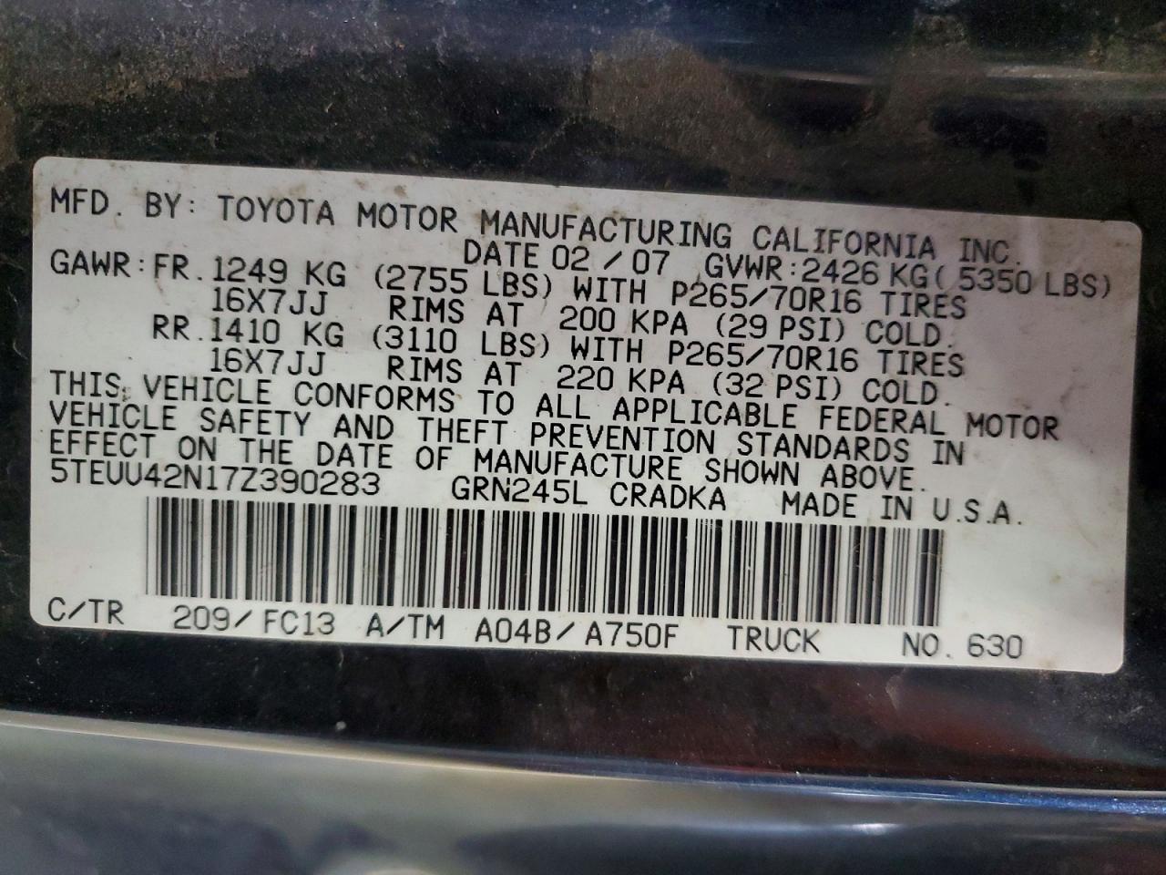 2007 TOYOTA TACOMA