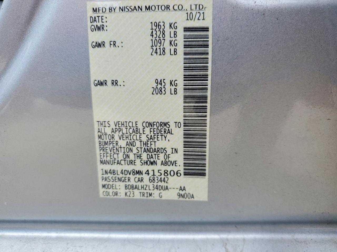 2021 NISSAN ALTIMA