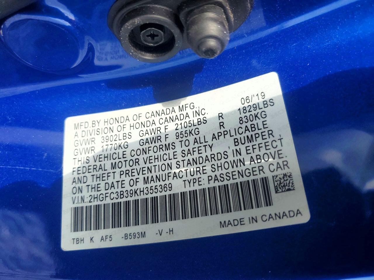2019 HONDA CIVIC