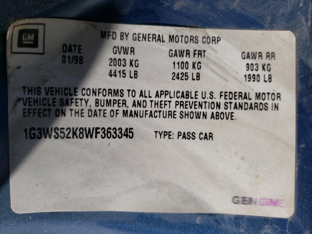 1998 OLDSMOBILE INTRIGUE