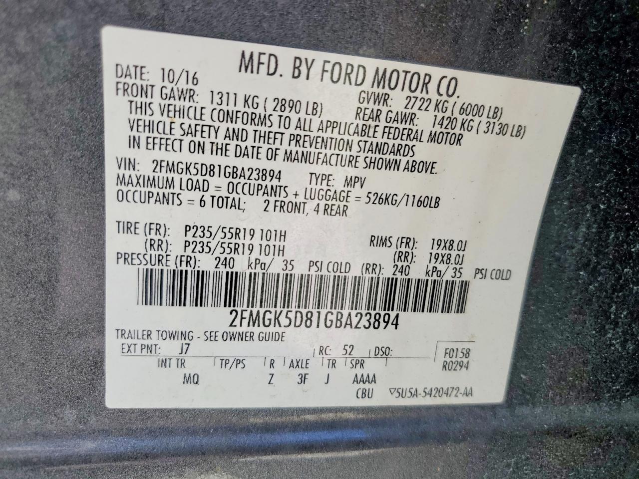 2016 FORD FLEX