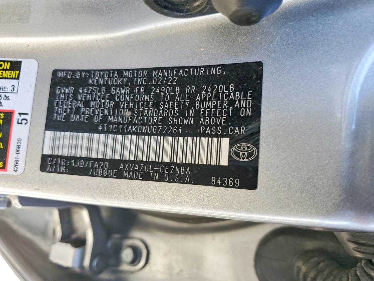 2022 TOYOTA CAMRY