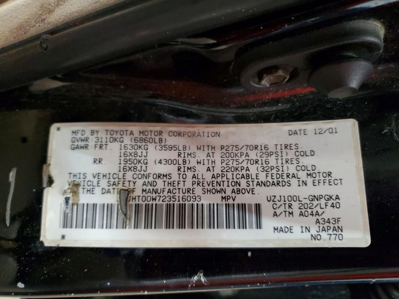 2002 LEXUS LX470