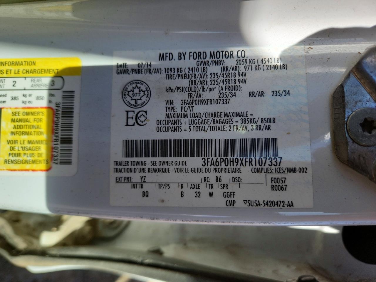 2015 FORD FUSION
