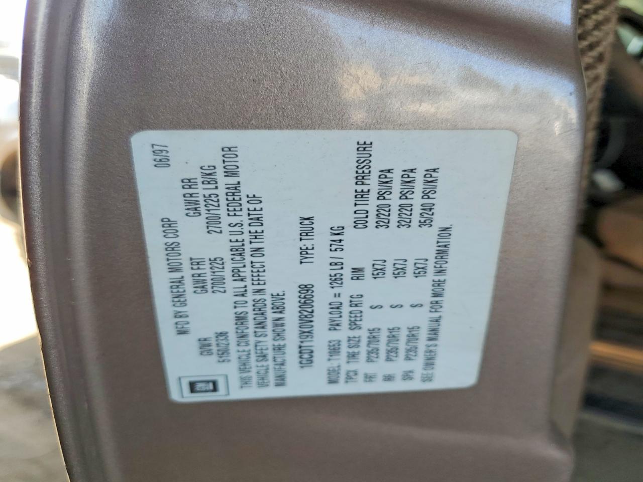 1997 CHEVROLET S10