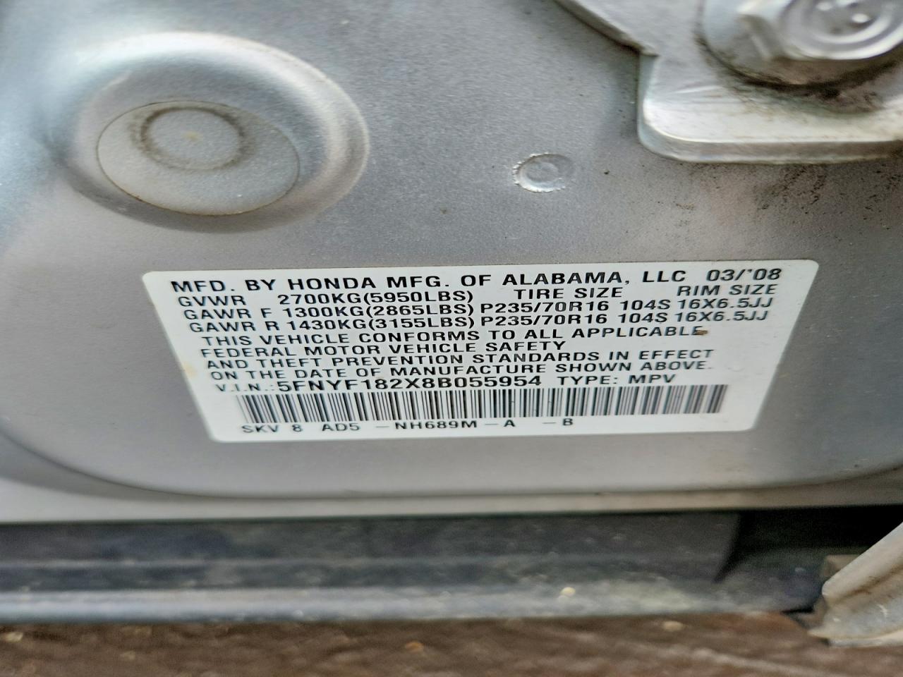 2008 HONDA PILOT