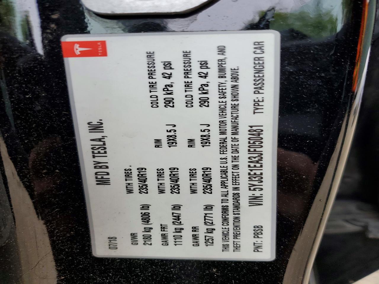 2018 TESLA MODEL 3