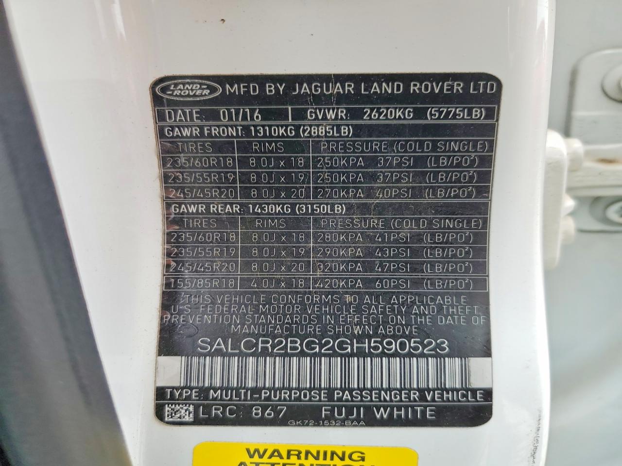 2016 LAND ROVER DISCOVERY