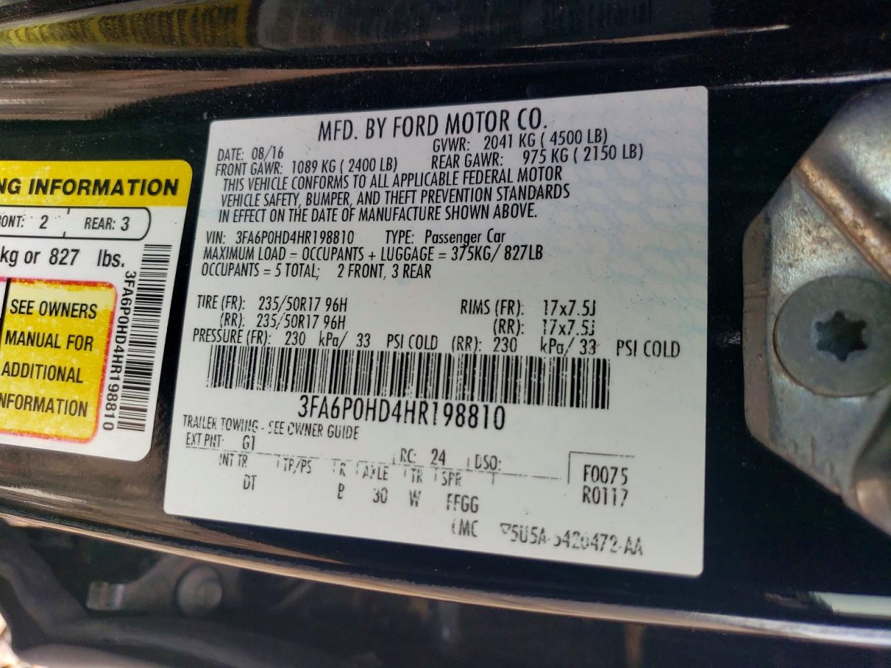 2017 FORD FUSION