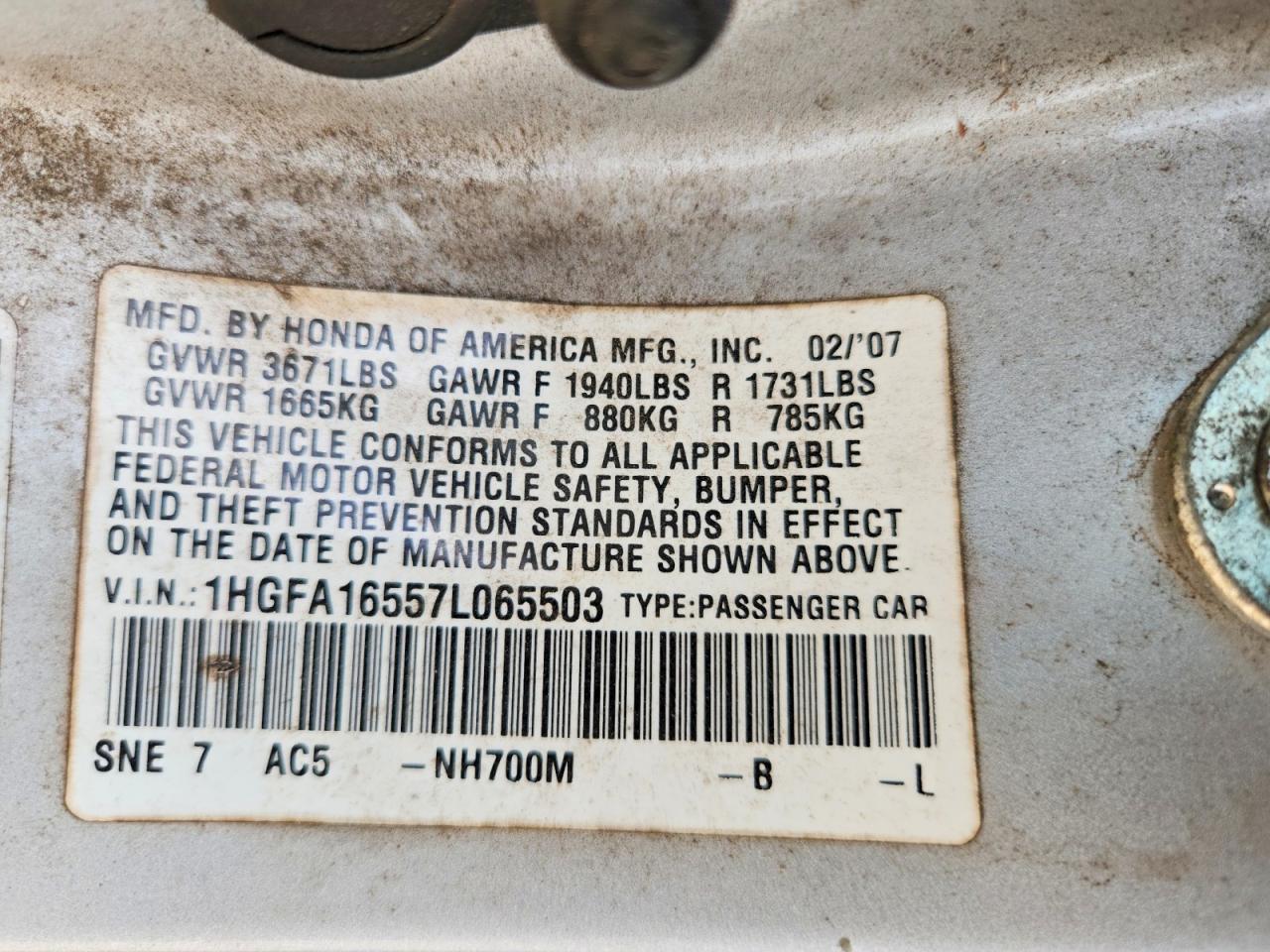 2007 HONDA CIVIC