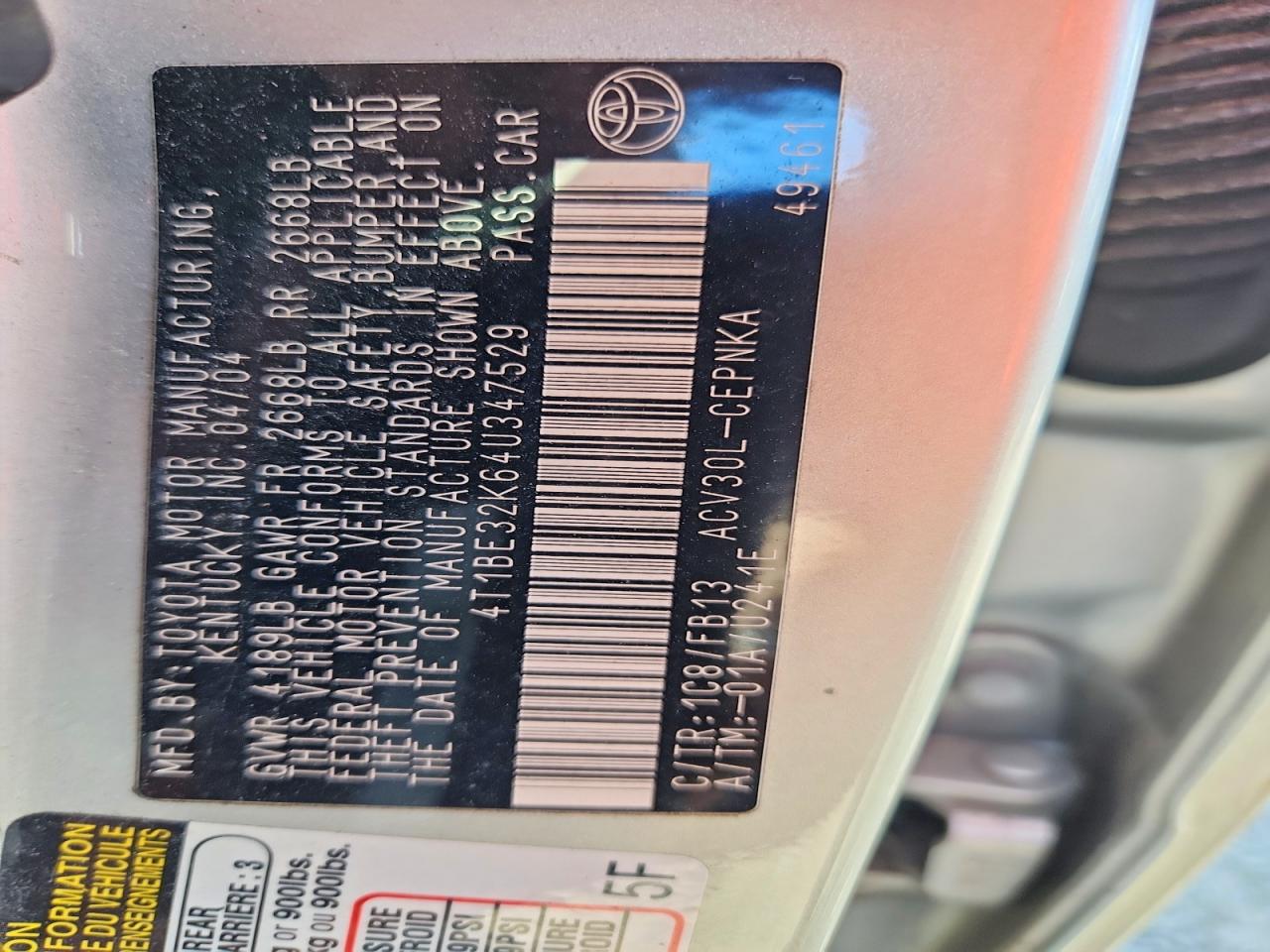 2004 TOYOTA CAMRY