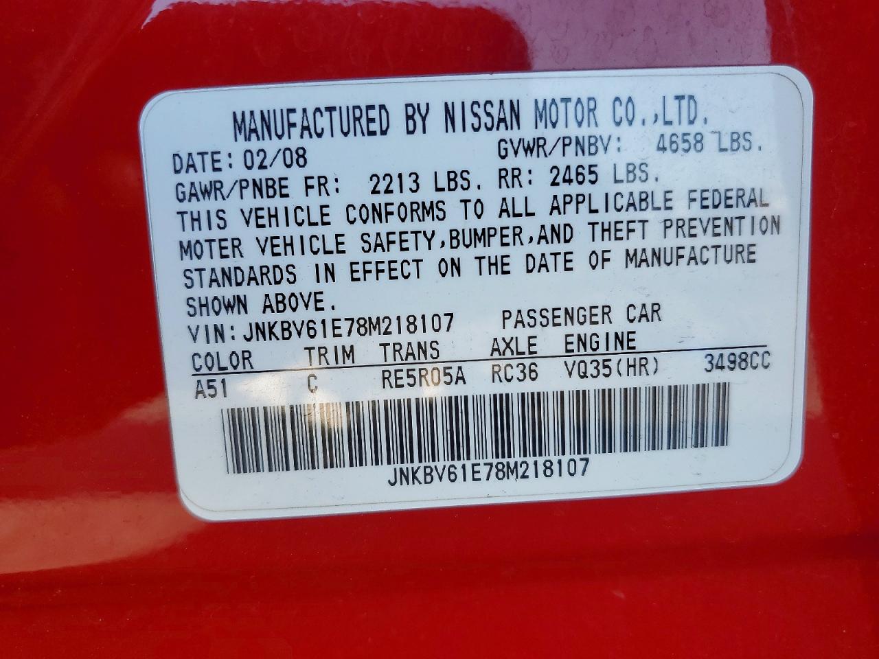 2008 INFINITI G35