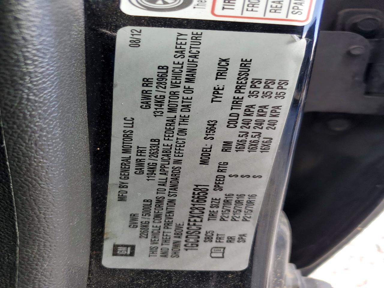 2012 CHEVROLET COLORADO