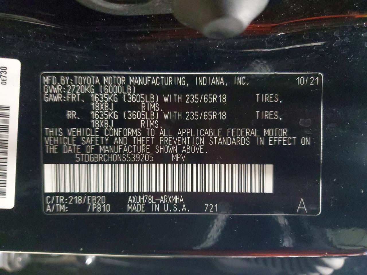 2022 TOYOTA HIGHLANDER