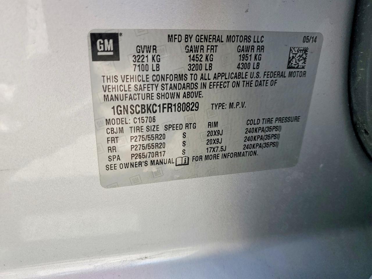 2015 CHEVROLET TAHOE